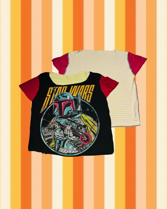 lime green striped star wars top